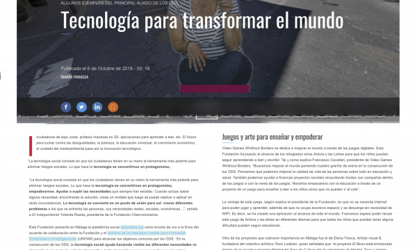 Tecnología para transformar el mundo El Independiente, 6/10/2018
