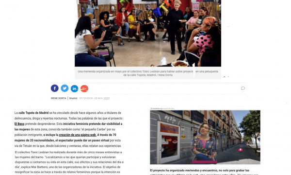 Una web feminista para cambiar la imagen de la calle Topete Radio Madrid, Cadena Ser, 7/10/2018