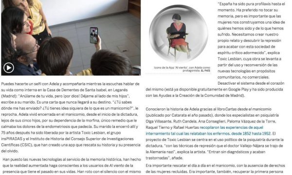 Una app recupera a las mujeres recluidas en los manicomios del franquismo. El País Edición Digital. 01/11/2019