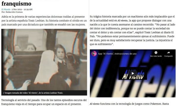 ‘Al Viento’, una app que revive a las mujeres encerradas en manicomios durante el franquismo. El Espectador. 02/11/2019